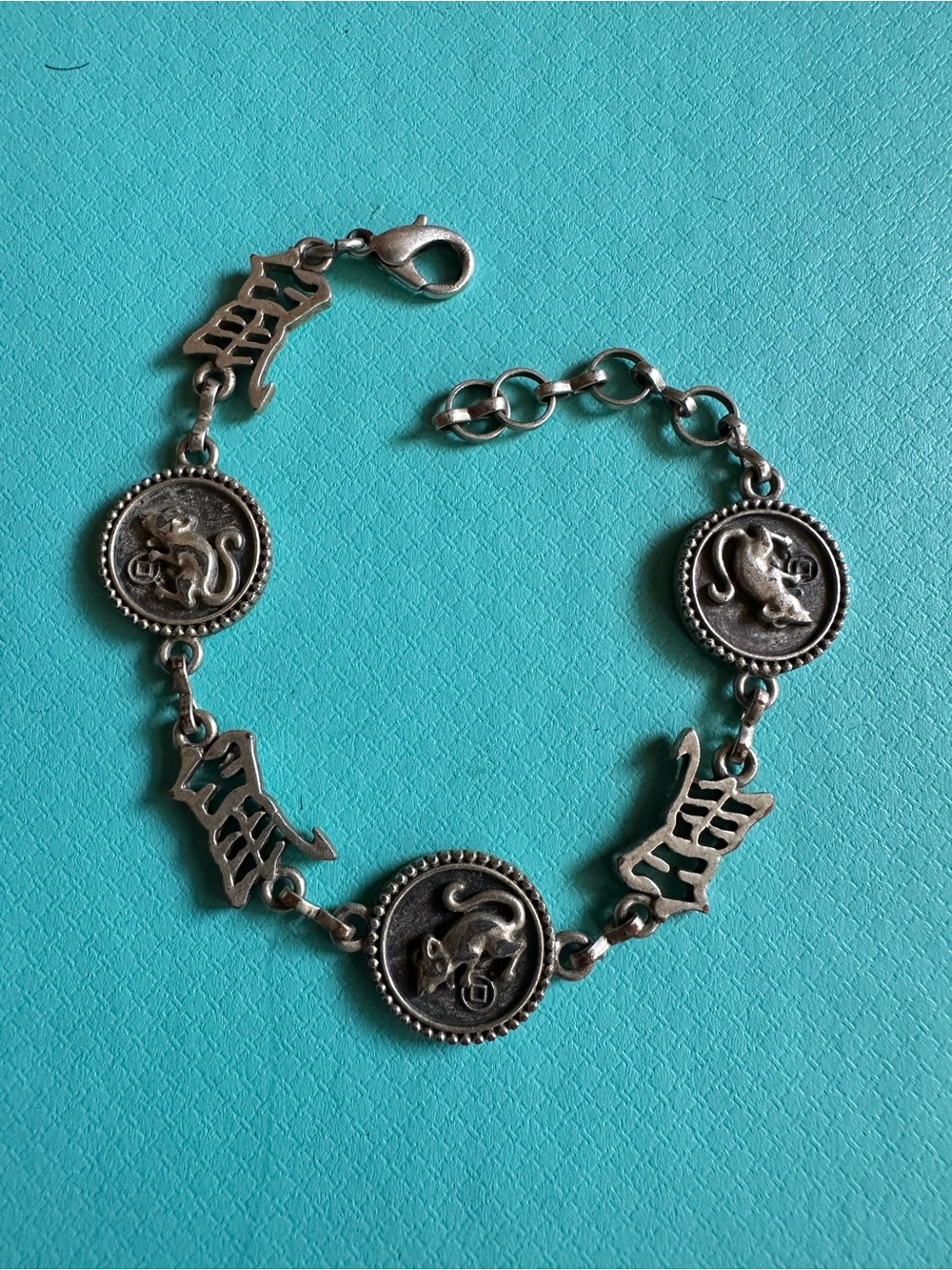 Vintage Signed Asian Zodiac Year Of The Rat Bracelet